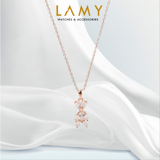Dây chuyền bạc nữ LAMY Crystal Teddy Bear Children Rose Gold Necklace 6391