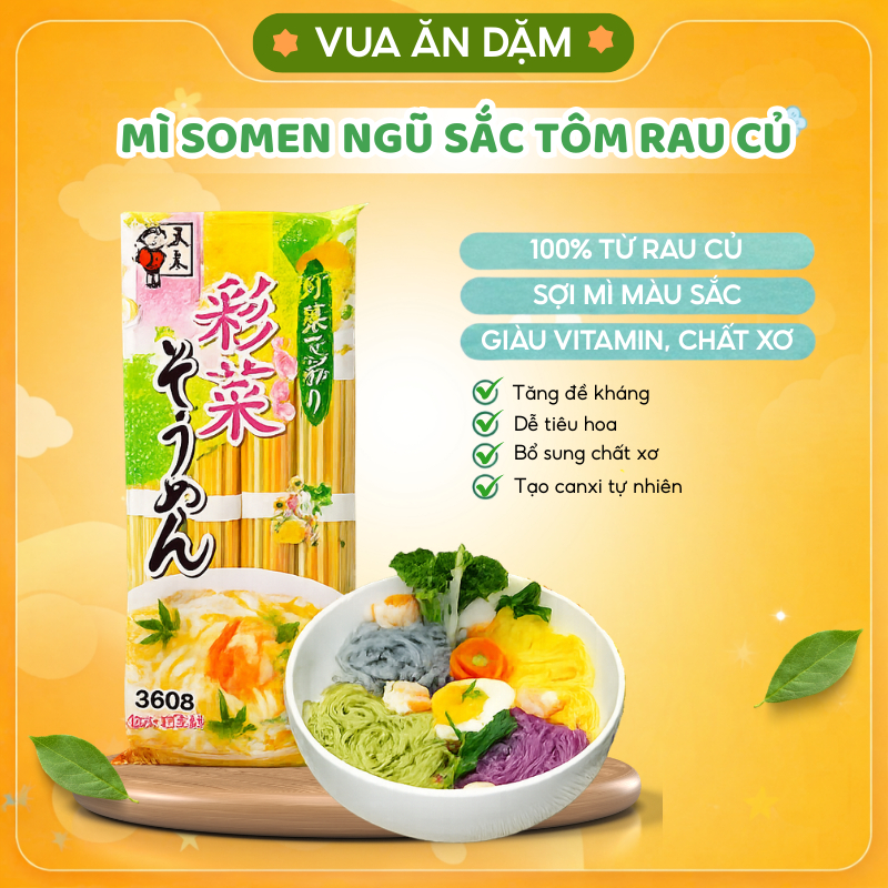 Mì Somen Ngũ Sắc Tôm Rau Củ cho bé ăn dặm