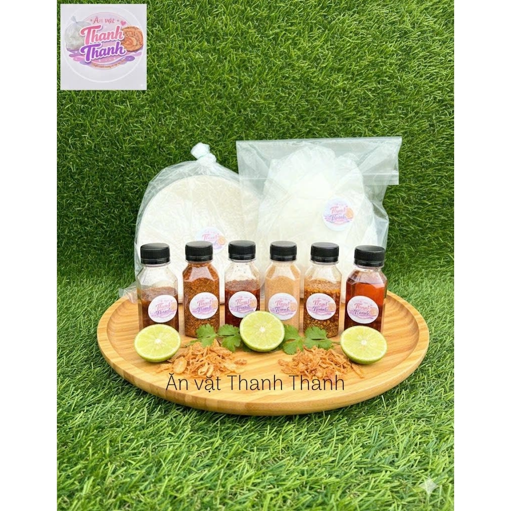 Combo 500g bt rìa ps +250g bt tròn ps +100g muối sặc +100g sa tế +100g tỏi phi +100g muối bò +100g ớ