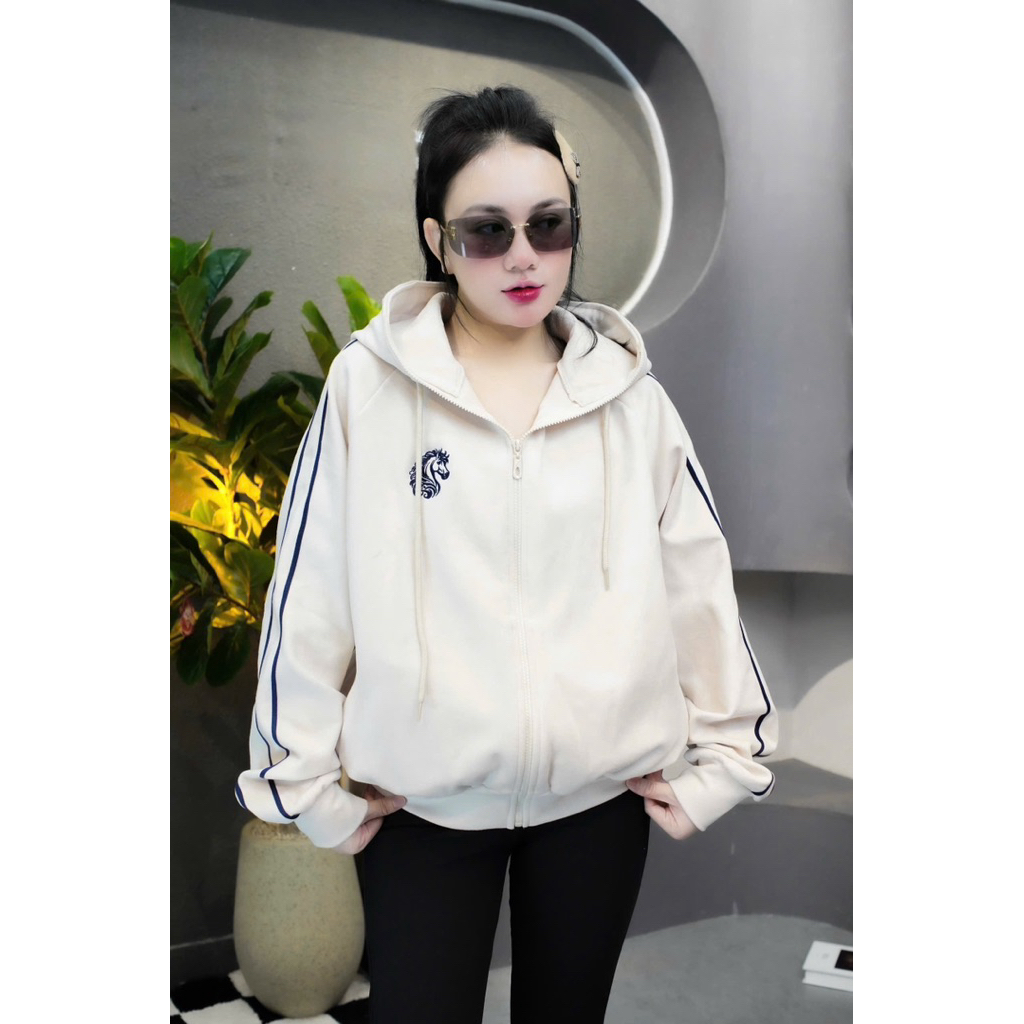 Áo khoác nỉ 2 da THÊU NGỰA