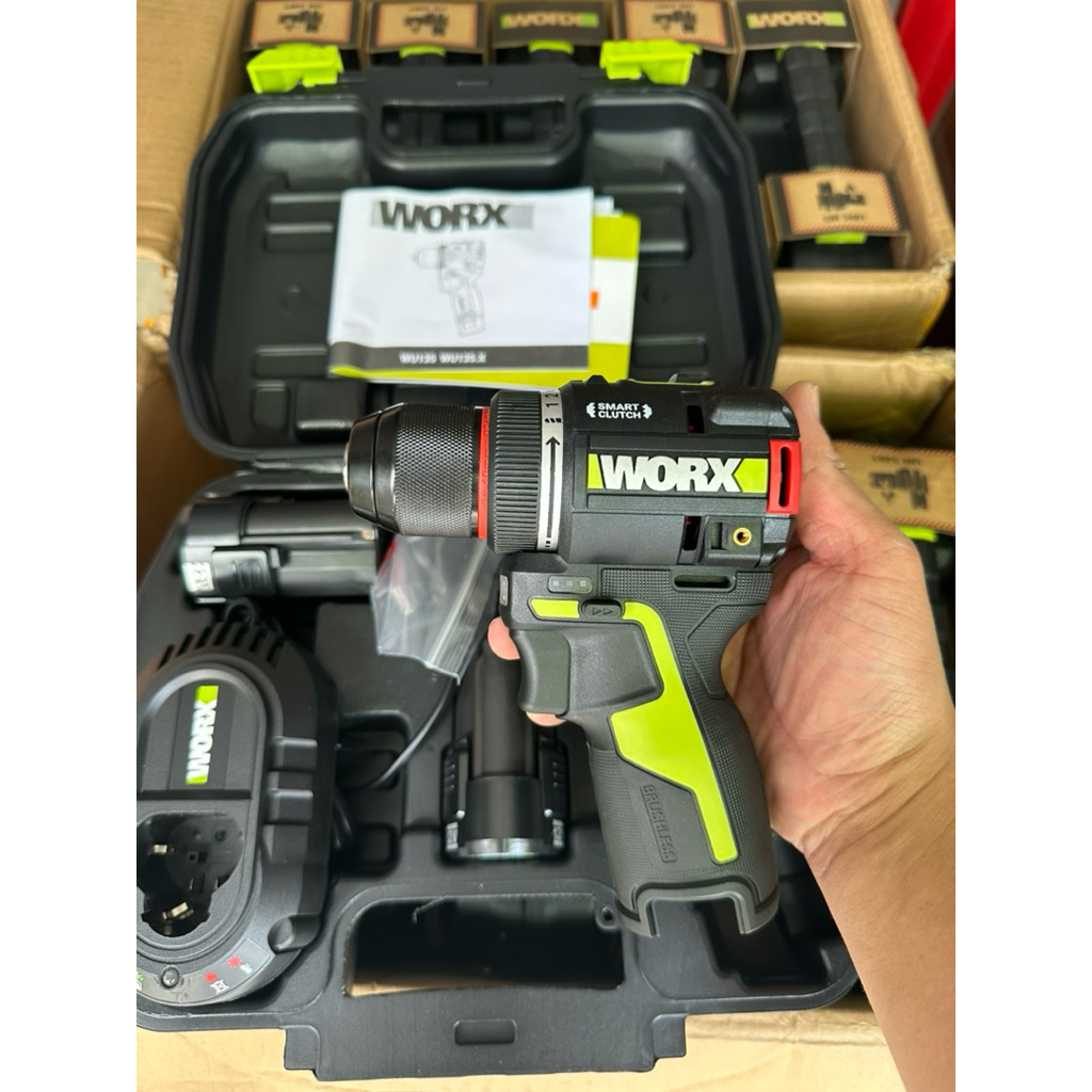 Khoan worx WU135X lực 50N/m tua 1800v/p. New hãng ko than siêu gọn.