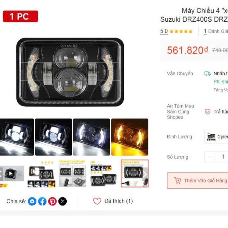 Đèn Pha 4x6" Inch DRL H4656 H4666 H4651 H4652 cho Suzuki DRZ400S DRZ400SM DRZ250 DRZ400 DRZ400E DR20