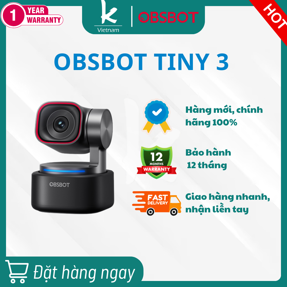OBSBOT Tiny 3 /  Tiny 3 Vox SE set Webcam 4K AI PTZ Có Chức Năng Làm Đẹp & Theo Dõi Chủ Thể