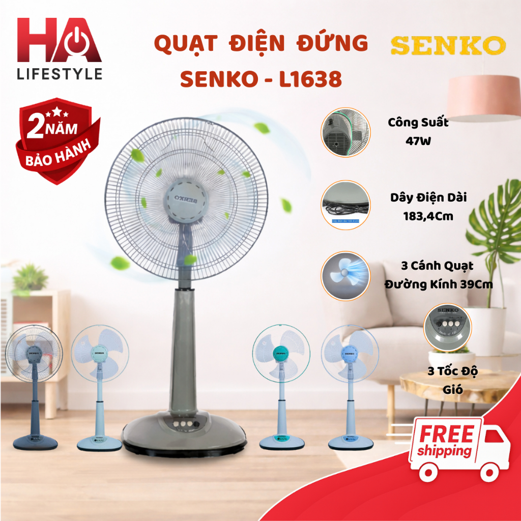 Quạt Đứng SenKo L1638 - 47W Làm Mát Nhanh, Quạt Lửng SenKo Chính Hãng