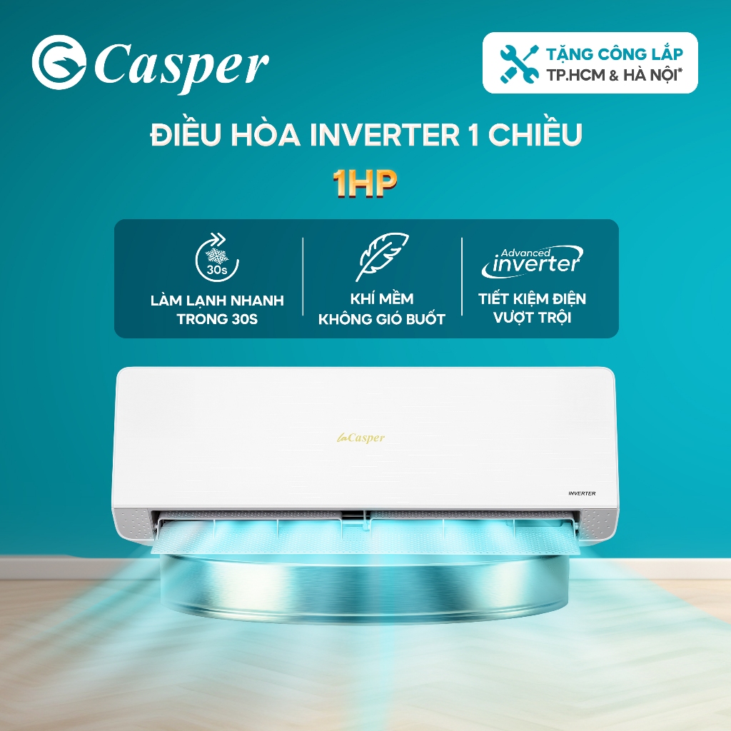 [KHÔNG GIAO MIỀN TRUNG] Điều hòa LaCasper Inverter Siêu Tiết Kiệm Điện 1 chiều XC-09IU38 - Chính hãn