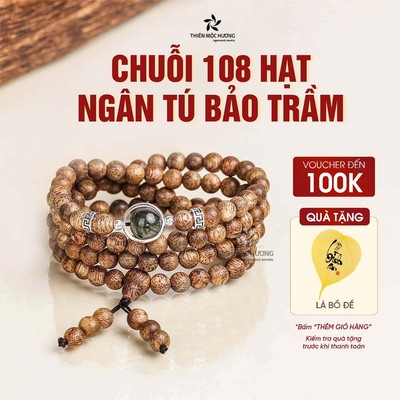 Vòng tay trầm hương 108 hạt Ngân Tú Thiên Mộc Hương - Hộ vía bình an, tài lộc, may mắn