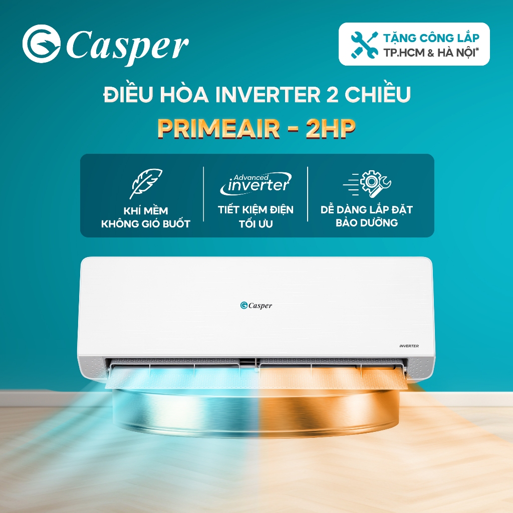 [KHÔNG GIAO MIỀN TRUNG] Điều hòa Casper Inverter PrimeAir 2 chiều QH-18IU36A - 2HP/ QH-24IU36A - 2.5HP - Bảo hành 3 năm