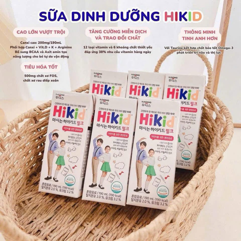 Sữa nước dinh dưỡng Hikid Hàn Quốc cho bé từ 1 tuổi (190ml/hộp)