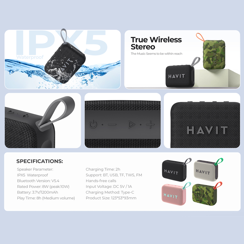 [Độc Quyền] Loa Bluetooth Havit SK874BT – Kháng Nước IPX5, Công Suất 8W, Pin 8H, Hỗ Trợ TWS/TF/FM – Hàng Chính Hãng | BigBuy360 - bigbuy360.vn