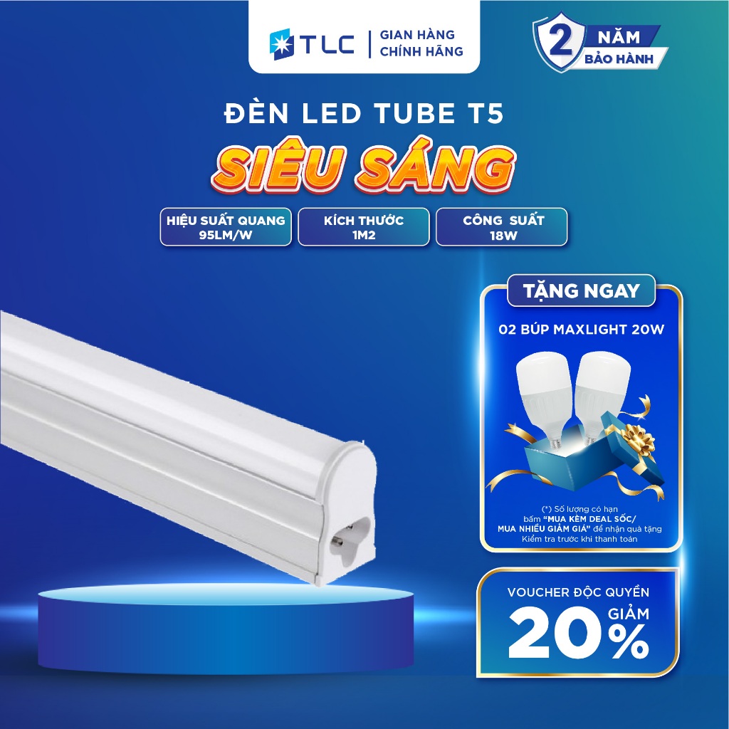 [CHÍNH HÃNG] Đèn Tuýp LED T5 18W 1.2m Siêu Sáng Tiết Kiệm Điện Năng TLC LIGHTING