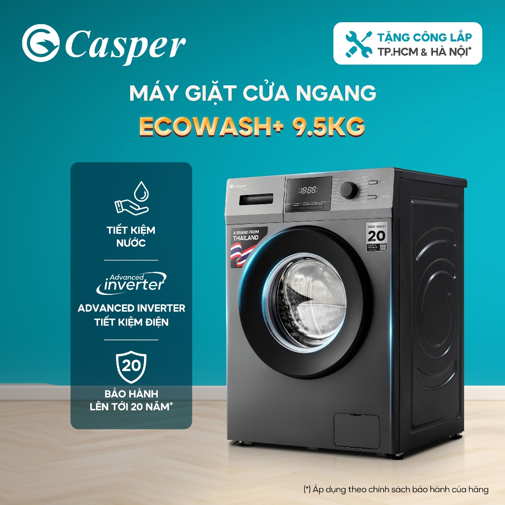 [Shopee - Lắp đặt 0Đ HN HCM] Máy giặt cửa ngang Casper Inverter 9.5KG / 10.5KG - WF-95VG5 / WF-105VG