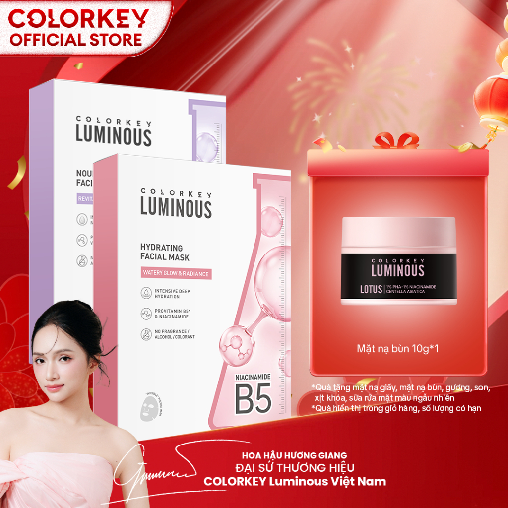 [LIVE] COMBO 2 Hộp Mặt Nạ Giấy COLORKEY LUMINOUS Vitamin B5 Hỗ Trợ Cấp Ẩm PHIÊN BẢN NÂNG CẤP 10 miếng/hộp