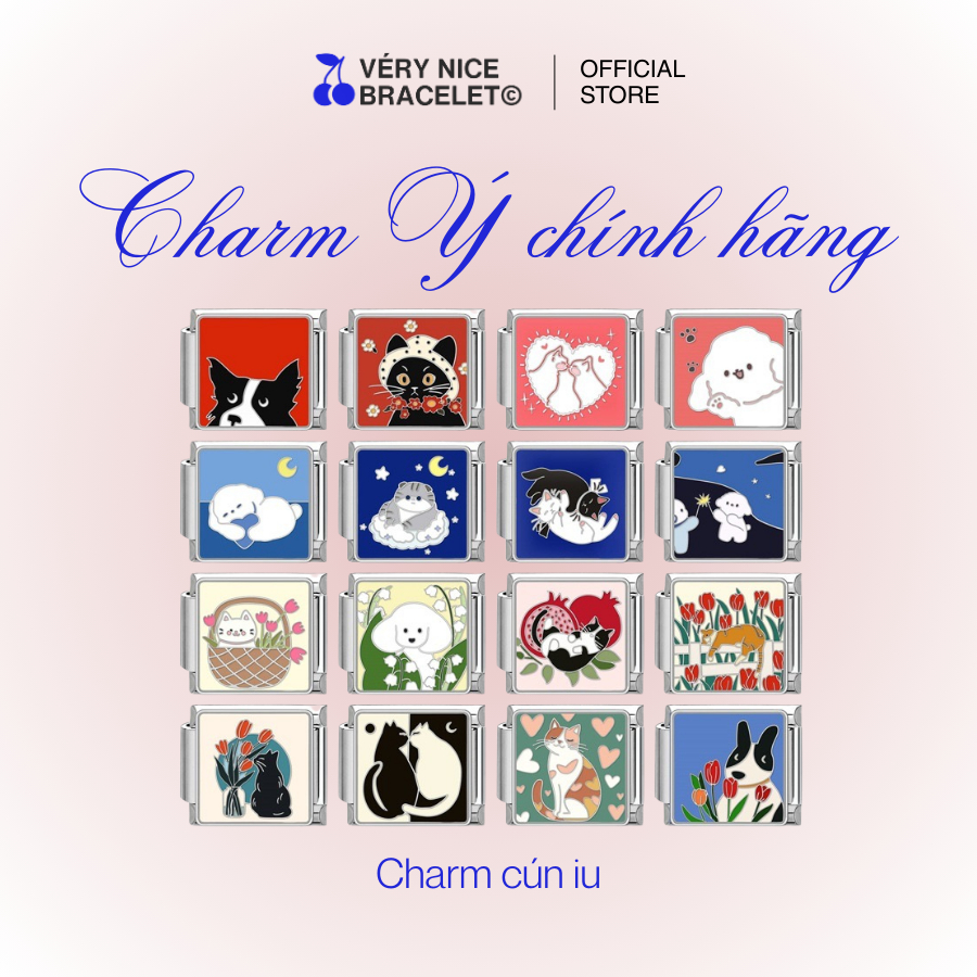 Italian charm chính hãng Charm chó mèo - Véry Nice Bracelet