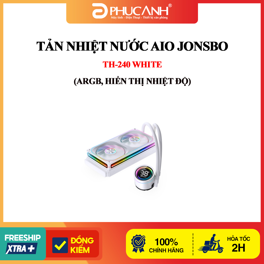 Tản nhiệt nước AIO JONSBO TH-240 White (ARGB, Hiển Thị Nhiệt Độ) bảo hành 24 tháng