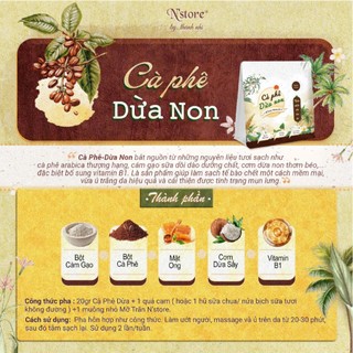 Combo Bột tắm caffe dừa non kèm mỡ trăn nguyên chất 75ml tẩy tế bào chết,dưỡng da