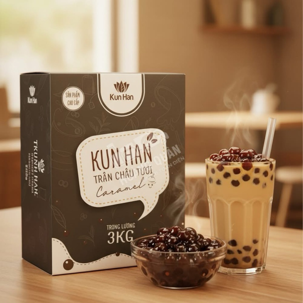 🍯 TRÂN CHÂU TƯƠI CAO CẤP KUNHAN – VỊ CARAMEL 3Kg