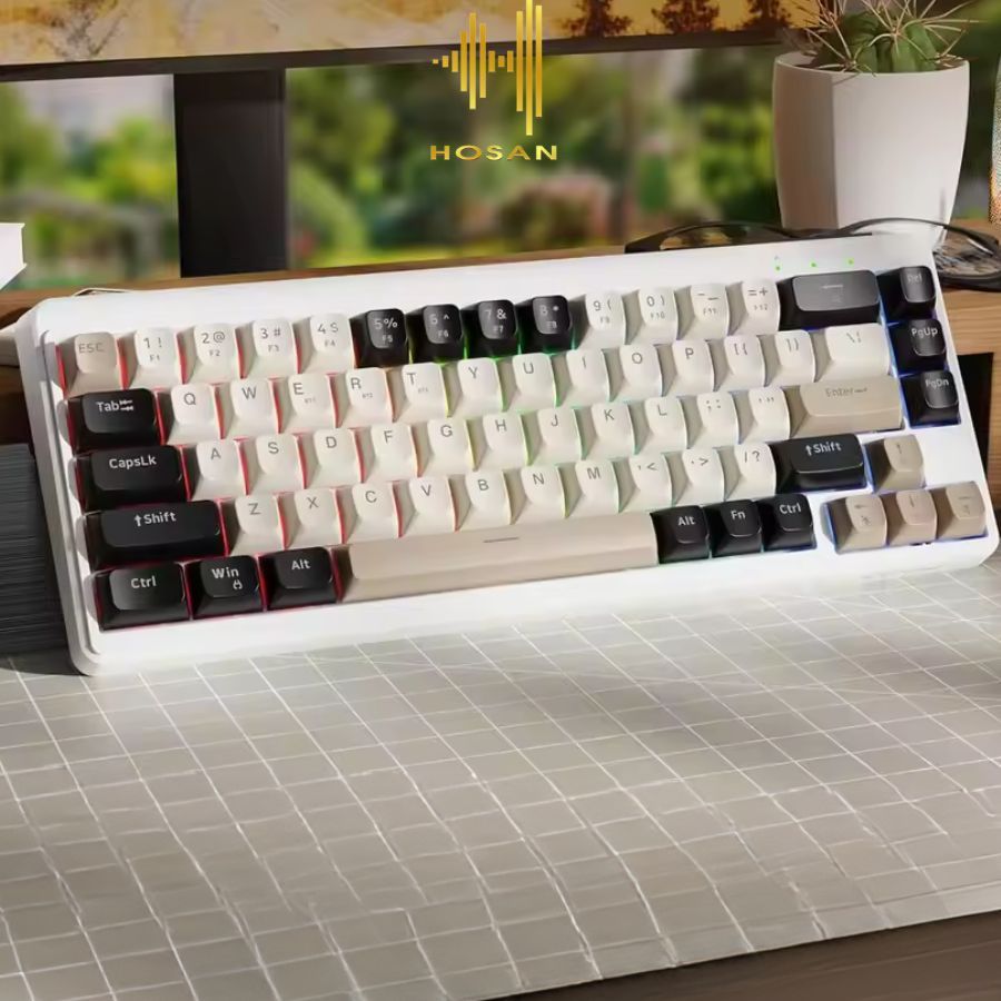 Bàn Phím HOSAN FreeWolf M68 Giả Cơ Gaming Không Dây Kết Nối Đa Năng Có Pin Sạc