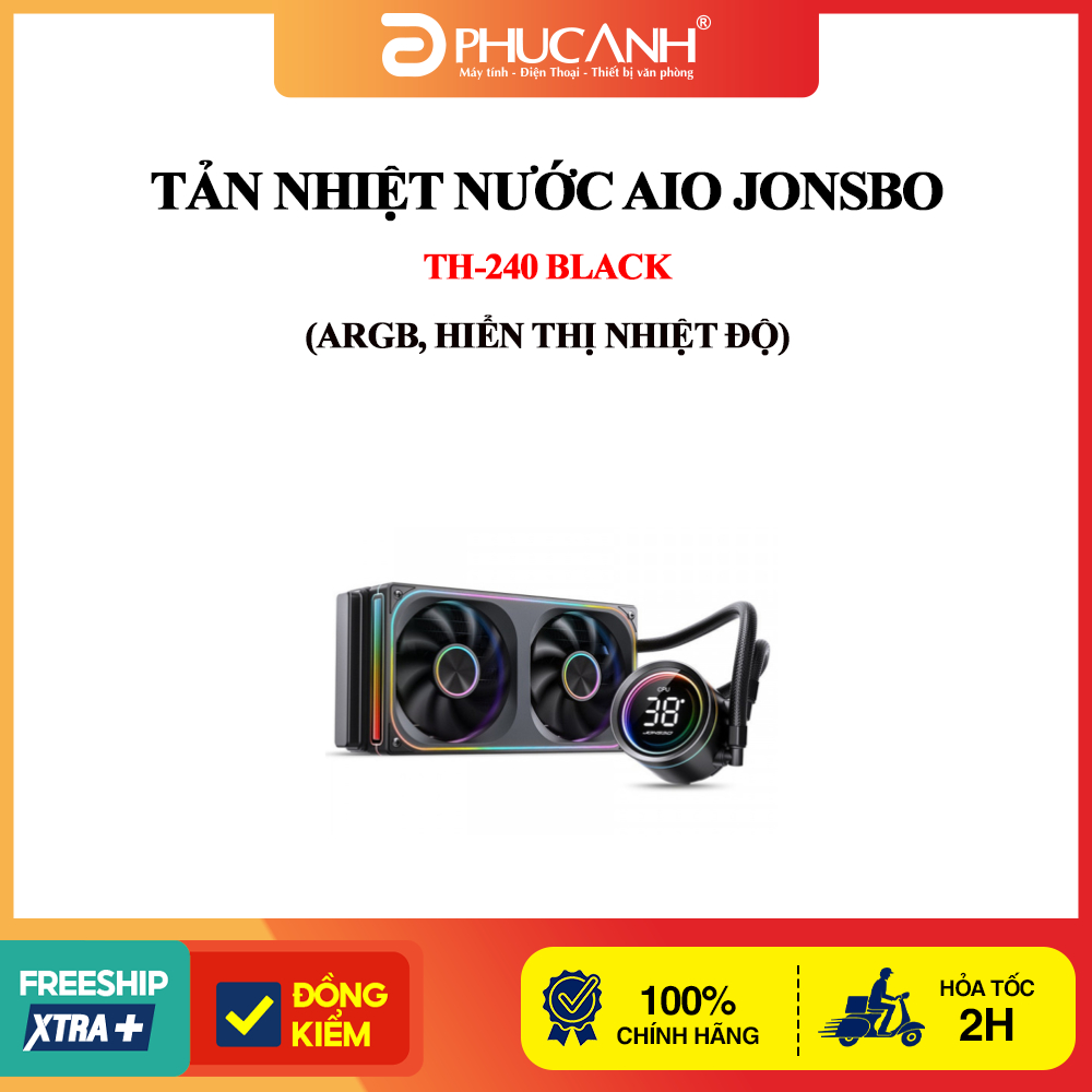 Tản nhiệt nước AIO JONSBO TH-240 Black (ARGB, Hiển Thị Nhiệt Độ) bảo hành 24 tháng