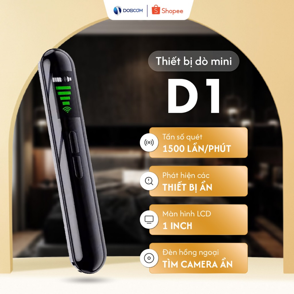 Thiết Bị Dò Nghe Lén & Định Vị GPS Siêu Nhạy – Doscom D1 – Phát Hiện Camera Ẩn, Pin 25h, Nhỏ Gọn