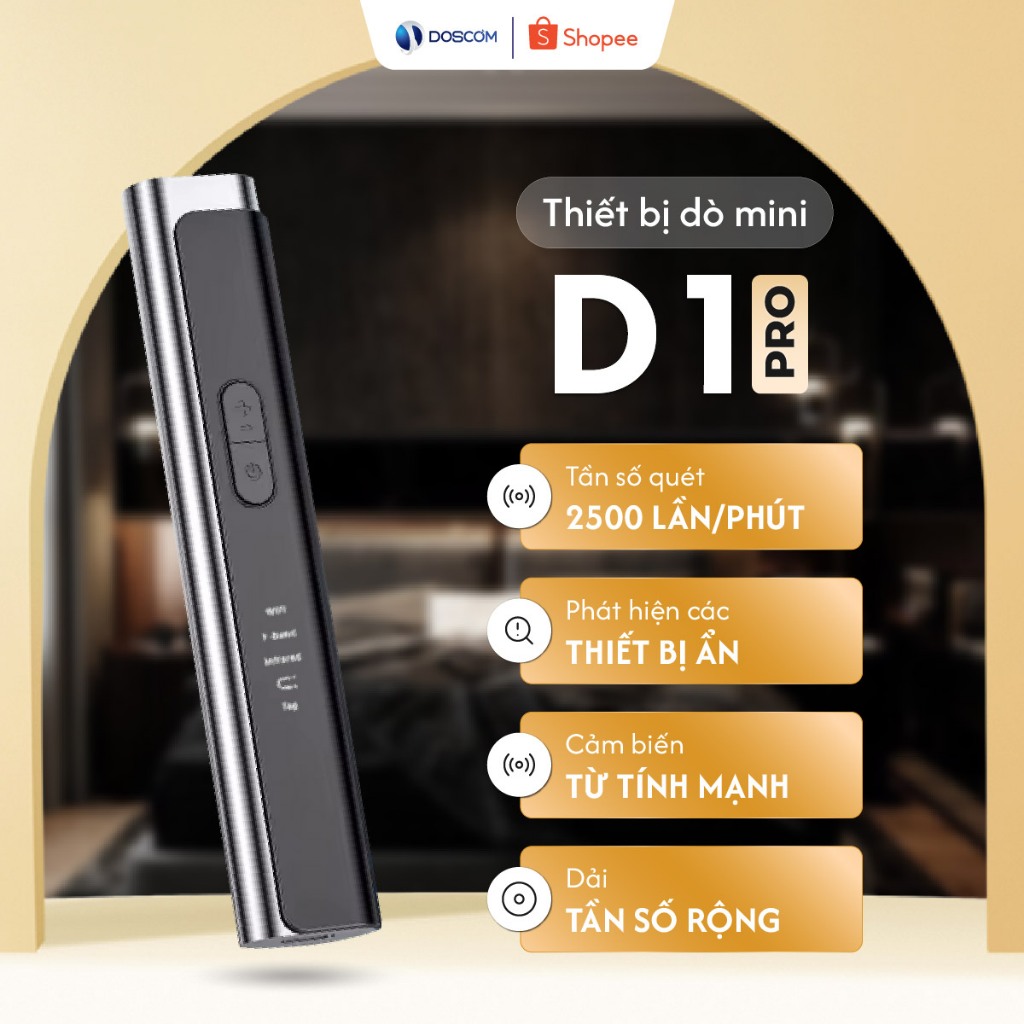 Máy Dò Camera Ẩn D1 Pro Doscom Chuyên Dùng Phát Hiện Camera, Máy Ghi Âm, Thiết Bị Định Vị GPS