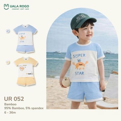 Bộ quần áo cộc tay cho bé Ualarogo 6 tháng - 3 tuổi vải Sợi tre Bamboo mềm mại thoáng mát UR 052