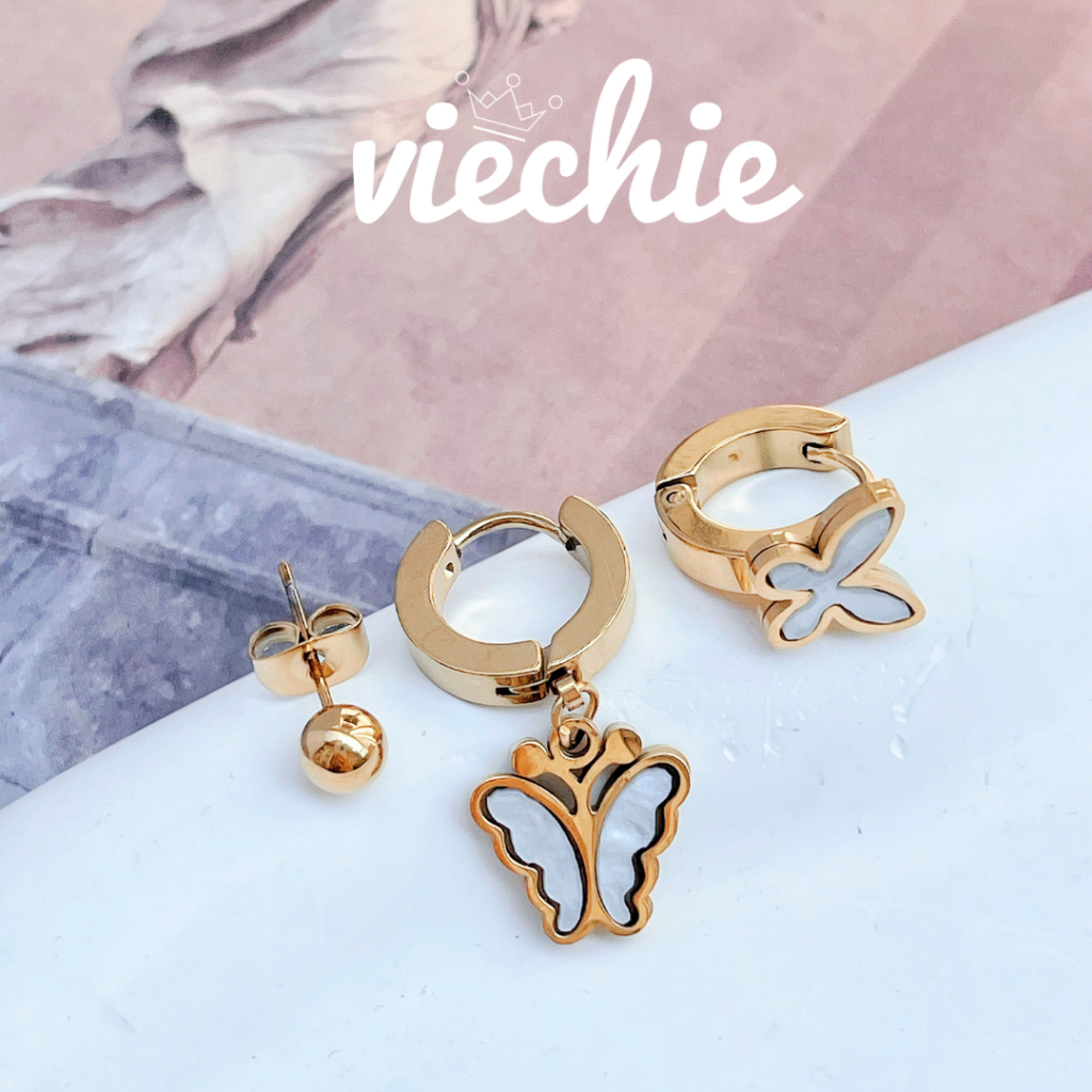 Set khuyên tai bông tai Urban Drops butterfly đá zircon tòn ten VIECHIE E0206