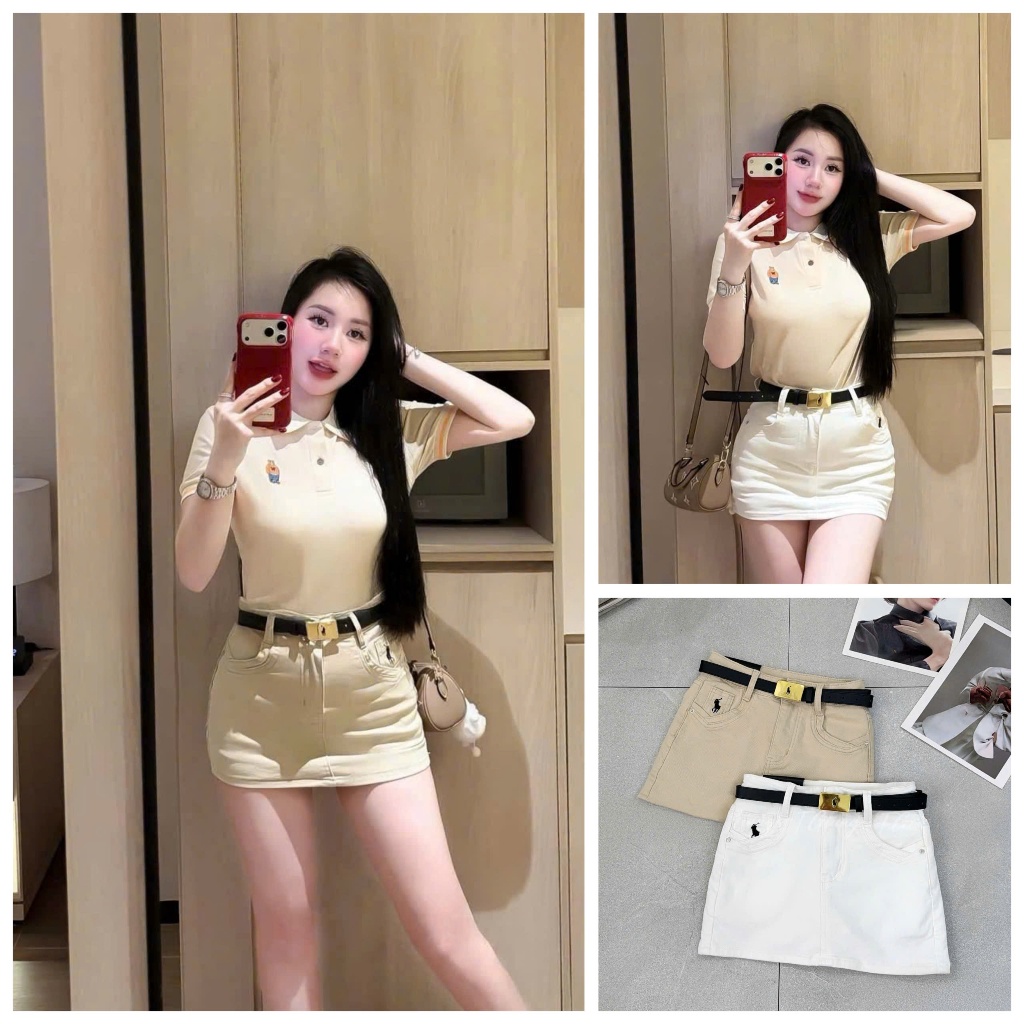 [Follow shop nhận mã 10k] Chân váy jean denim bò chữ A ngựa kèm đai UMEE STORE QCCC CV0750 81278