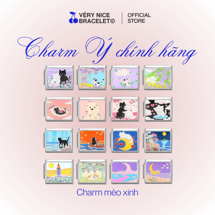Italian charm chính hãng Charm mèo du hí - Véry Nice Bracelet