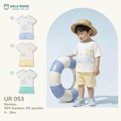 Bộ quần áo cộc tay cho bé Ualarogo 6 tháng - 3 tuổi vải Sợi tre Bamboo mềm mại thoáng mát UR 053