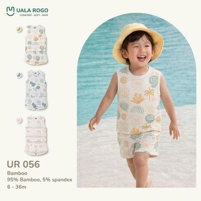 Bộ quần áo ba lỗ cho bé Ualarogo sát nách 6 tháng - 3 tuổi vải Sợi tre Bamboo thoáng mát UR 056