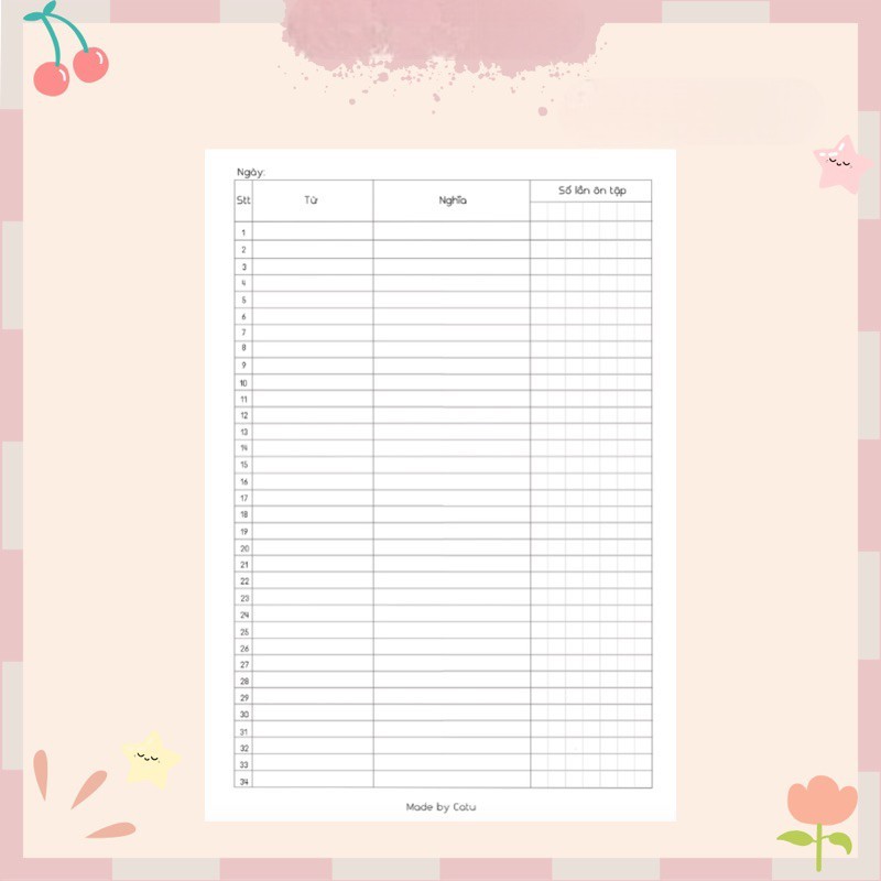[Top Value] (B5) Giấy học từ vựng ngữ pháp tiếng Anh layout khoa học các loại G3
