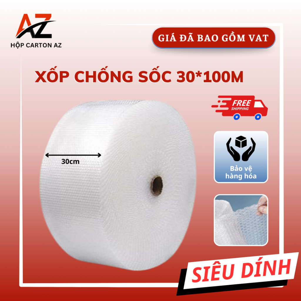 Xốp chống sốc 30cmx100m bọc hàng dai bền giá rẻ - Hộp carton AZ