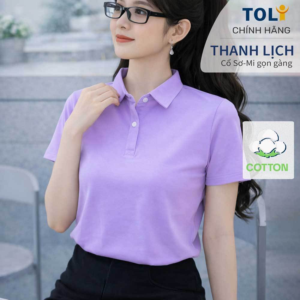 Áo polo nữ TOLI PLM22 – Cotton mềm, form suông thanh lịch, cổ sơ-mi gọn gàng, mặc đi làm & mỗi ngày