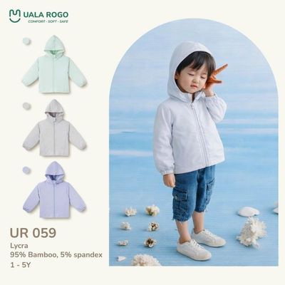 Áo chống nắng cho bé Ualarogo 1-5 tuổi vải Lycra co giãn mềm mại bo chun khoá kéo có mũ UR 059