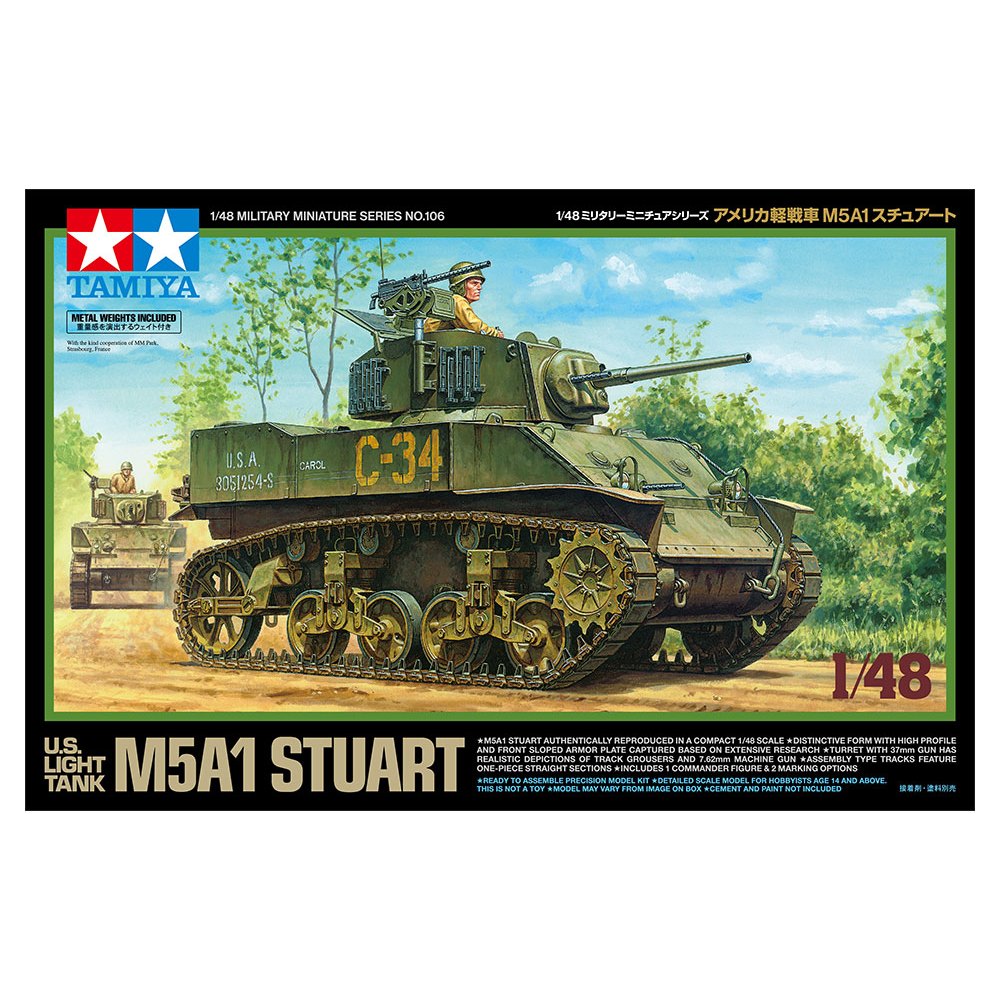 [TAMIYA] 32606 Mô hình xe tăng quân sự 1/48  U.S. Light Tank M5A1 Stuart
