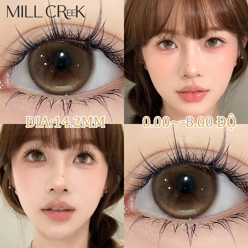 Kính áp tròng Mill Creek, màu nâu Honeycomb milk tea, Lens 1 ngày, giãn tròng 14.2mm ,  cận có độ (0