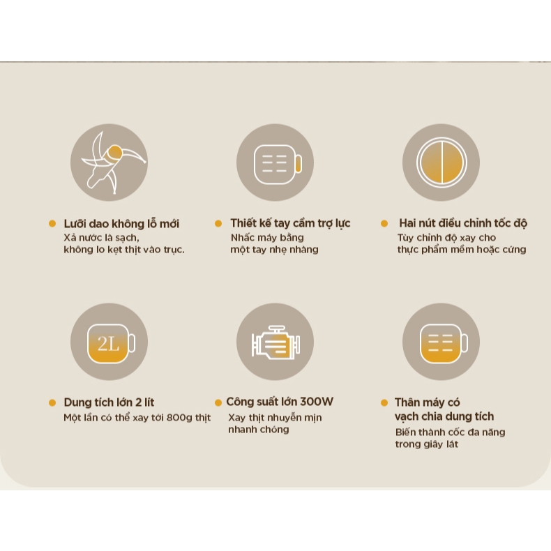 Máy xay thịt 2L Bear CH-5H03J (QSJ-K03N5), 300W,4 lưỡi dao inox, xay ớt hành tỏi cua cá, BH 18 tháng | BigBuy360 - bigbuy360.vn