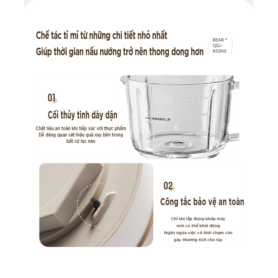 Máy xay thịt 2L Bear CH-5H03J (QSJ-K03N5), 300W,4 lưỡi dao inox, xay ớt hành tỏi cua cá, BH 18 tháng | BigBuy360 - bigbuy360.vn