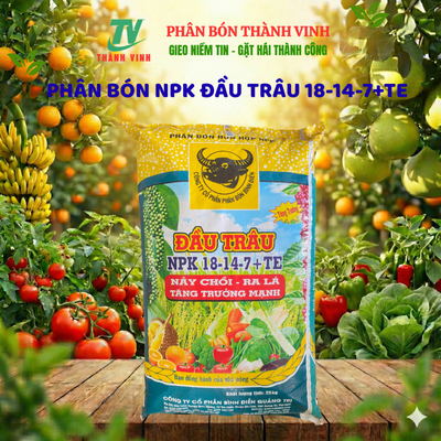 Phân bón 2 mầu  đầu trâu Tăng trưởng NPK (18-14-7+TE) (chia từ bao 25kg)