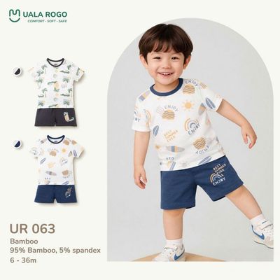 Bộ quần áo cộc tay cho bé Ualarogo 6 tháng - 3 tuổi vải Sợi tre Bamboo mềm mại thoáng mát UR 063