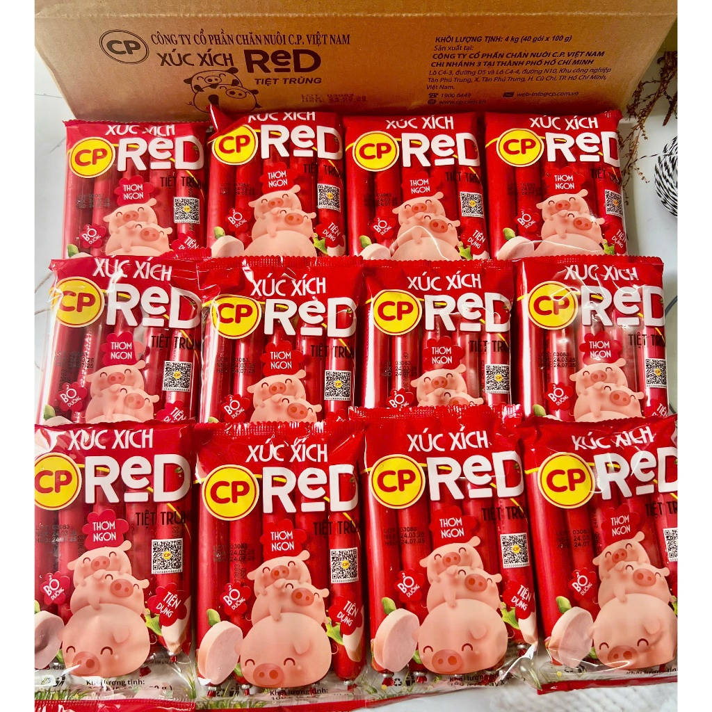 Set 12 Gói Xúc xích tiệt trùng CP (mỗi gói 200g_ 5 cây) Ngon, Tiện Lợi Food - avth