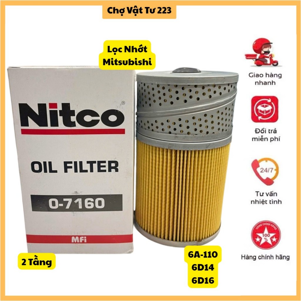 🎁 Lọc nhớt Mitsubishi 6A-110 6D14/6D16 - 2 tầng