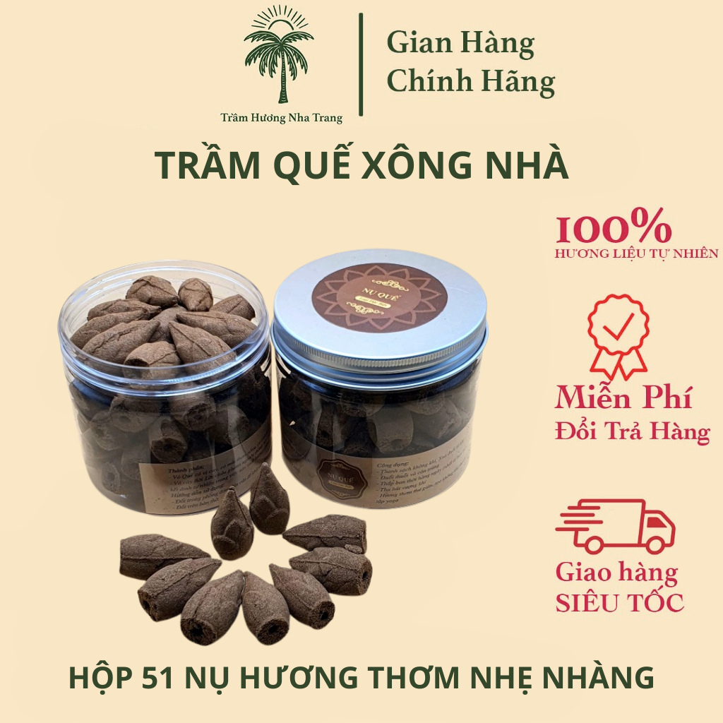 Trầm Xông Nhà Tẩy Uế Hương Quế, Trầm Quế Chi Khói Ngược Mùi Hương Thơm Nhẹ, Dùng Thác Hoặc Lư