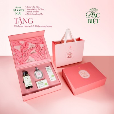 Hộp Quà Cao Cấp Phiên Bản Đặc Biệt Sương Mai Tơ Tằm - Set Quà Tặng 8/3 Cho Mẹ, Vợ, Người Yêu, Đối Tác Nữ Cỏ Mềm