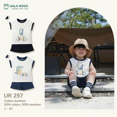 Bộ quần áo ba lỗ cho bé Ualarogo sát nách 1-4 tuổi vải Cotton Bamboo Sợi tre co giãn thoáng mát UR 297
