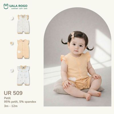 Bodysuit cộc tay cho bé Ualarogo 3-12 tháng vải Petit mềm mịn co giãn thoáng khí cúc bấm UR 509