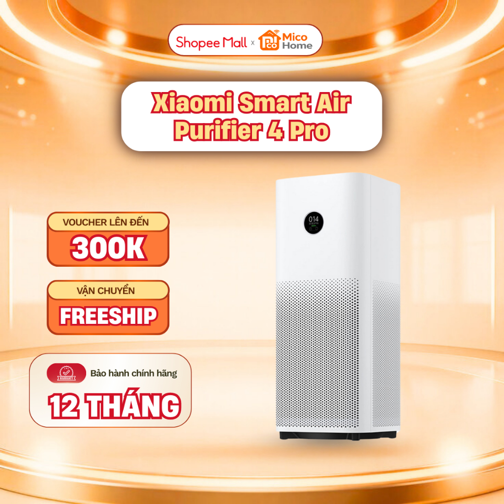Máy lọc không khí Xiaomi Smart Air Purifier 4 Pro - Dành cho phòng dưới 60m2 - Bảo Hành 12 Tháng