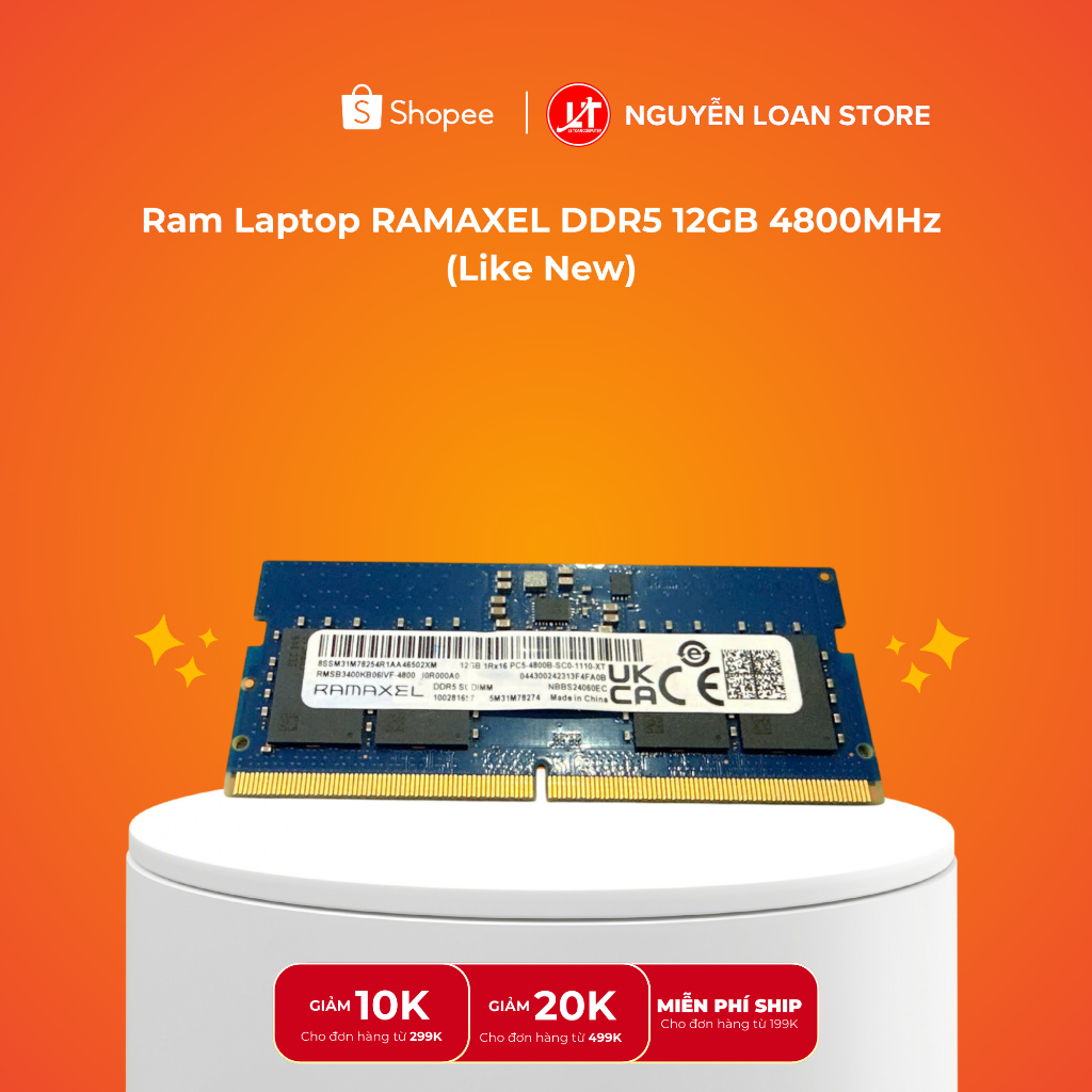 Ram Laptop RAMAXEL 12GB DDR5 4800MHz (Tháo Lap LOQ đẹp keng)