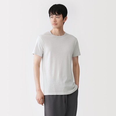 [26SS] MUJI Áo Thun Cotton Cổ Tròn Ngắn Tay Thấm Hút Mồ Hôi