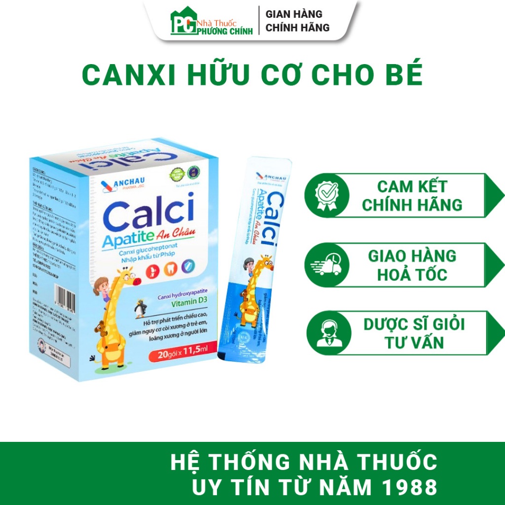 Canxi Hữu Cơ Cho Bé Calci Apatite An Châu - Hỗ Trợ Bé Phát Triển Chiều Cao 20 Gói